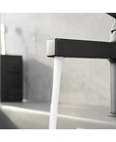 Single Handle Hole Modern Black Bathroom Faucet Drip-Free Vanity Sink Polished Chrome