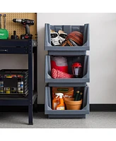 Iris Usa Medium Stackable Storage Bins Open Front, Heavy Duty Garage Organization