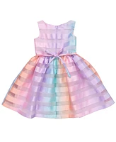 Bonnie Jean Toddler and Little Girls Rainbow Shadow Stripe Party Dress