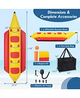 3-Person Inflatable Banana Boat with Electric Air Pump Carrying Bag and Repair Kit