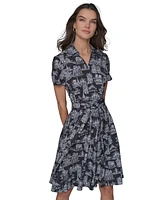 Karl Lagerfeld Paris Women's Toile Tie-Waist Dress