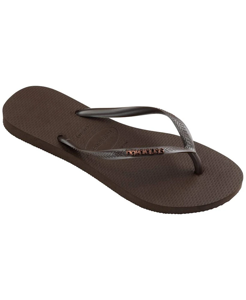 Havaianas Women's Slim Logo Metallic Round Toe Sandals