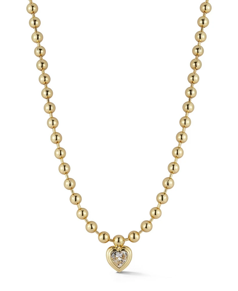 Rachel Zoe Gold Plated Heart Necklace with Ball Chain