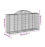 Arched Gabion Basket 78.7"x19.7"x39.4"/47.2" Galvanized Iron