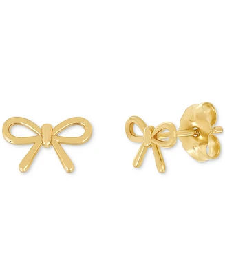 Polished Petite Openwork Bow Stud Earrings in 14k Gold