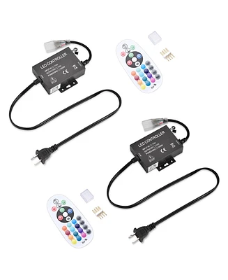 DELight Del-CON03 2 Pack Controller with 24-Key Remote for Rgb Neon Lights Models Del-D50R, Del-D100R, Del-D150R