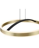 Eliza 19 3/4" Modern Pendant Ceiling Light Fixture Dining Room Over Table Kitchen Island Foyer Ring Hanging Round Led Matte Black Brass Finish Hallway