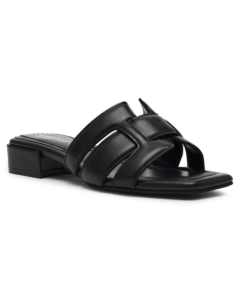 Anne Klein Women's Loyal Square Toe Slide Flat Sandals