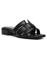 Anne Klein Women's Loyal Square Toe Slide Flat Sandals