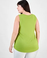 Jm Collection Plus Scoop-Neck Sleeveless Top, Exclusively at Macy's
