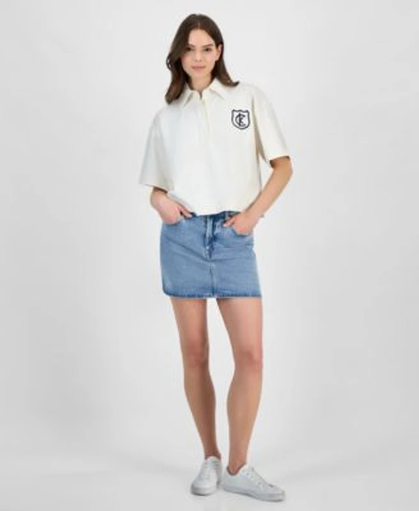 Calvin Klein Jeans Womens Rugby Jersey Top Denim Mini Skirt