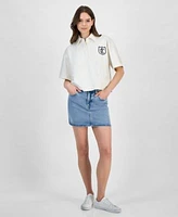 Calvin Klein Jeans Womens Rugby Jersey Top Denim Mini Skirt