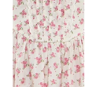 Row A Juniors' Floral Print Cotton Puff-Sleeve Fit & Flare Dress