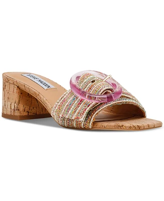Steve Madden Women's Seacrest Buckled Block-Heel Mule Sandals