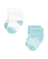 Hudson Baby Boys Cotton Rich Newborn and Terry Socks Asst Stars, Months