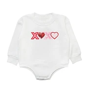 Sweet Wink Baby Girls Xoxo Sequin Patch Valentine's Day Long Sleeve Romper