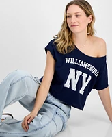 Self Esteem Juniors' Williamsburg Ny Graphic Off-The-Shoulder T-Shirt