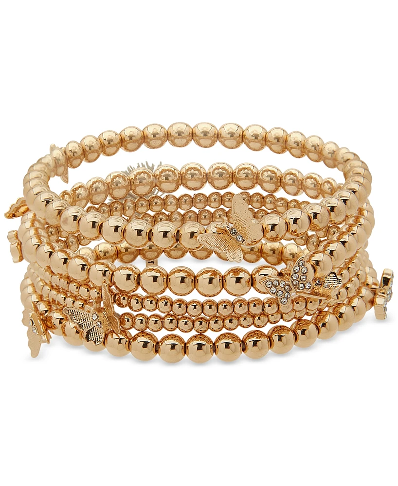 lonna & lilly Gold-Tone 5-Pc. Set Pave Butterfly Stretch Bracelets