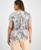 Tahari Asl Plus Paisley-Print Blouse