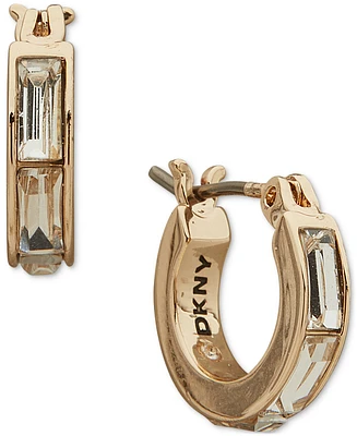 Dkny Crystal Baguette Small Huggie Hoop Earrings, 0.34"