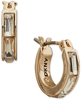 Dkny Crystal Baguette Small Huggie Hoop Earrings, 0.34"