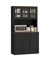 Homcom 71" Tall Kitchen Pantry Storage Cabinet with Microwave Sd,