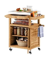 Outsunny Grill Cart, Stainless Steel Top Kitchen Island with Drawer,