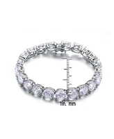 Sterling Silver White Gold Plated with Dazzling Clear Cubic Zirconia Tennis Bracelet