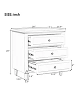 3-Drawer Nightstand Storage Wood Cabinet