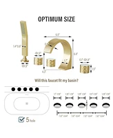 Casainc 3 Handles Deck Mounted Bathroom Tub Faucet Trim with Handshower
