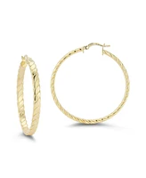 Rachel Zoe 14K Gold Plated Sterling Silver Large Flat Twist Hoops