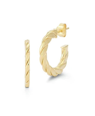 Rachel Zoe 14K Gold Plated Sterling Silver Small Flat Twist Hoops