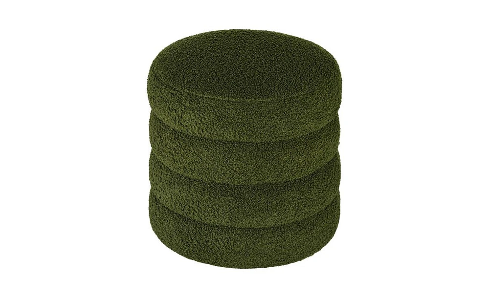 Round Upholstered Ottoman Foot Stool for Living Room and Bedroom