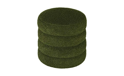 Round Upholstered Ottoman Foot Stool for Living Room and Bedroom