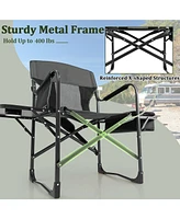 Folding Camping Directors Chair with Cooler Bag and Side Table