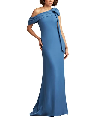 Tadashi Shoji Cassia Bow-Shoulder Crepe Gown