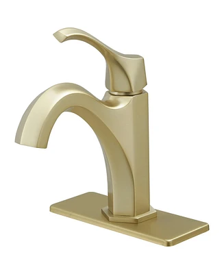 Single-Handle Single-Hole Farmhouse Bathroom Faucet Drip-Free Lavatory Rv Sink Brushed Gold