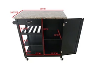 Kings Brand Furniture Sanford Wood & Marble Finish Top Kitchen Storage Cabinet Cart