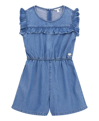 Guess Big Girls Denim Short Sleeve Romper