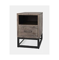 East Hampton Distressed Solid Wood Usb Charging Chairside Table