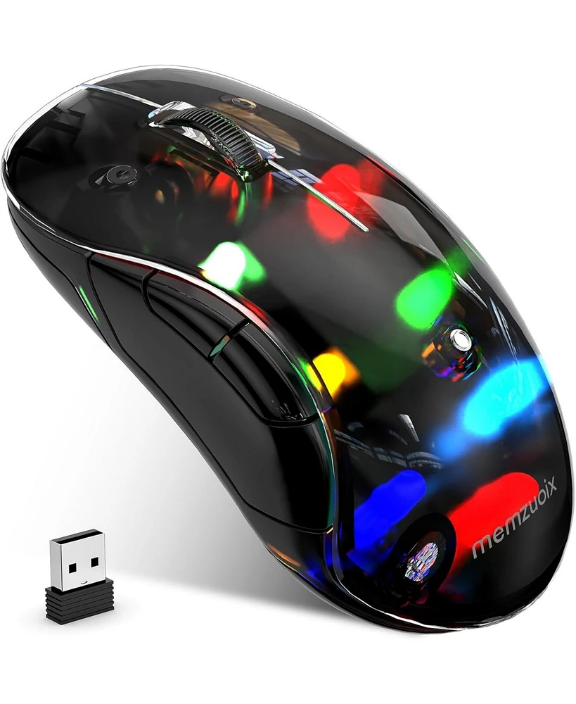 memzuoix 2.4G Led Wireless Mouse, Rechargeable Ergonomic Mouse with Detachable Cover, 1200 Dpi Portable Optical Computer Usb Receiver for L