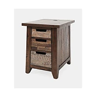 Painted Canyon Rustic Solid Acacia Usb Charging End Table