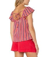 Liverpool Los Angeles Women's Flutter Sleeve Striped Top