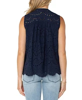 Liverpool Los Angeles Women's Sleeveless Eyelet Top