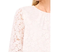 CeCe Women's Lace Smocked-Cuff Blouse