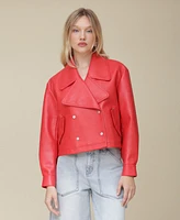 Avec Les Filles Women's Double-Breasted Cropped Jacket