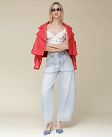 Avec Les Filles Women's Double-Breasted Cropped Jacket