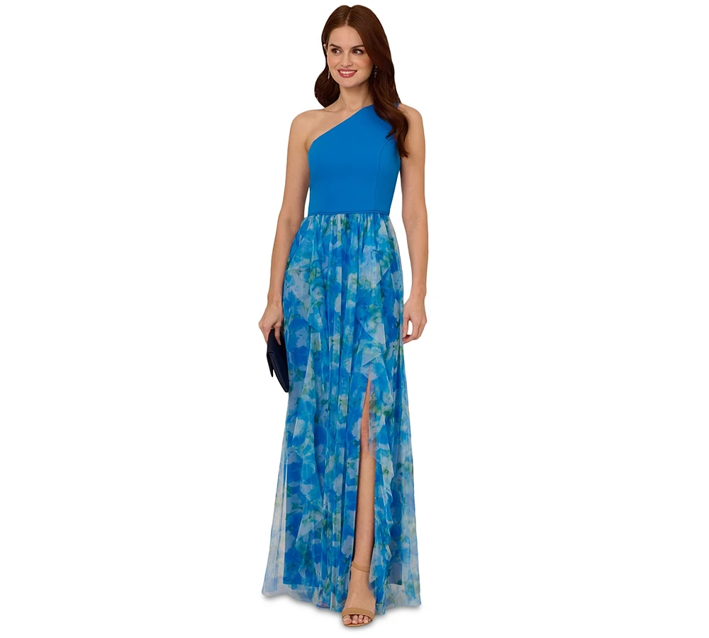 Adrianna Papell Women's Sweetpea Mixed-Media Gown