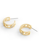 Coach Faux Stone Signature C Open Hoop Earrings