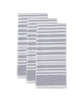 Design Imports French Terry Variegated Stripe Cotton Dishtowel 3 Pack Set, 18" x 28"